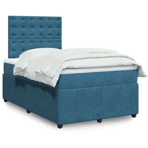 vidaXL Sommier à lattes de lit et matelas bleu 120x200 cm velours pas cher