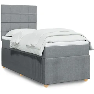 vidaXL Sommier à lattes de lit et matelas Gris clair 90x190 cm Tissu pas cher