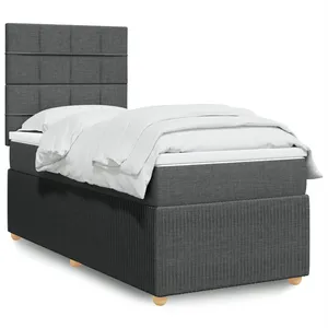 vidaXL Sommier à lattes de lit et matelas Gris foncé 90x190 cm Tissu pas cher