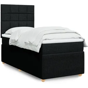 vidaXL Sommier à lattes de lit avec matelas Noir 90x190 cm Tissu pas cher