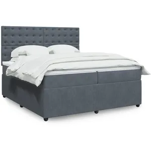 vidaXL Sommier à lattes de lit et matelas Gris foncé 200x200cm Velours pas cher