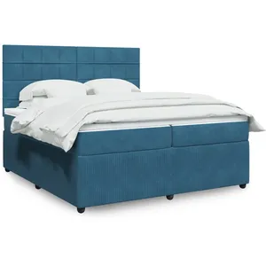 vidaXL Sommier à lattes de lit et matelas Bleu 200x200 cm velours