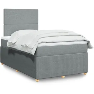 vidaXL Sommier à lattes de lit avec matelas Gris clair 120x200cm Tissu pas cher