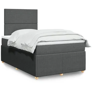vidaXL Sommier à lattes de lit avec matelas Gris foncé 120x200cm Tissu pas cher
