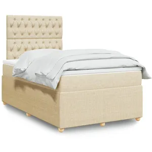 VidaXL Sommier à lattes de lit avec matelas crème 120x190 cm tissu 3294307 pas cher