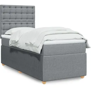 vidaXL Sommier à lattes de lit avec matelas Gris clair 100x200cm Tissu pas cher