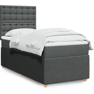 vidaXL Sommier à lattes de lit avec matelas Gris foncé 100x200cm Tissu pas cher