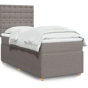 vidaXL Sommier à lattes de lit avec matelas Taupe 100x200 cm Tissu pas cher