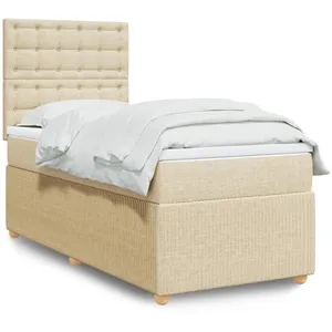 vidaXL Vidaxl Sommier À Lattes De Lit Avec Matelas Crème 100x200 Cm Tissu pas cher