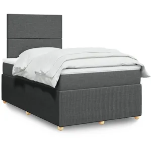 Vidaxl sommier à lattes de lit avec matelas gris foncé 120x190cm tissu pas cher