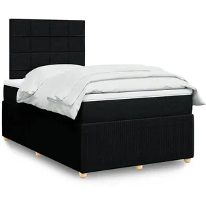 vidaXL Vidaxl Sommier À Lattes De Lit Avec Matelas Noir 120x190 Cm Tissu pas cher