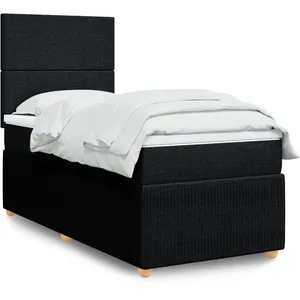 vidaXL Sommier à lattes de lit avec matelas Noir 100x200 cm Tissu pas cher