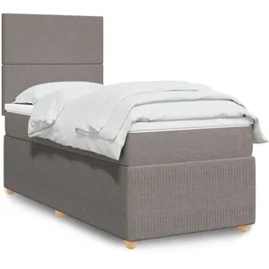 vidaXL Sommier à lattes de lit avec matelas Taupe 100x200 cm Tissu pas cher
