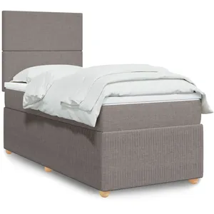 vidaXL Vidaxl Sommier À Lattes De Lit Avec Matelas Taupe 90x200 Cm Tissu pas cher