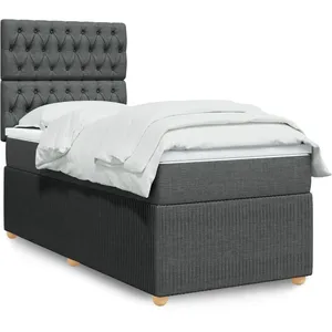 vidaXL Sommier à lattes de lit et matelas Gris foncé 90x190 cm Tissu pas cher