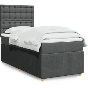 vidaXL Sommier à lattes de lit et matelas Gris foncé 90x190 cm Tissu pas cher