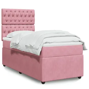 vidaXL Sommier à lattes de lit et matelas Rose 80x200 cm Velours pas cher