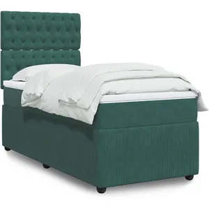 vidaXL Sommier à lattes de lit et matelas Vert foncé 80x200 cm Velours pas cher