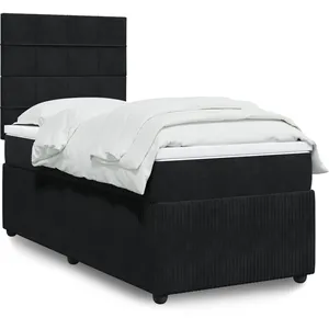 vidaXL Sommier à lattes de lit et matelas Noir 80x200 cm Velours pas cher
