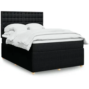 vidaXL Sommier à lattes de lit avec matelas Noir 160x200 cm Tissu