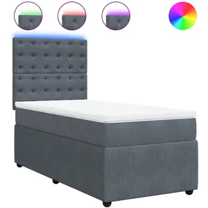 vidaXL Sommier à lattes de lit avec matelas Gris foncé 100x200 cm pas cher
