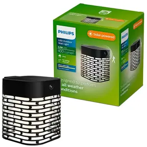 Applique solaire à LED Philips Hara, noire, avec capteur, IP44