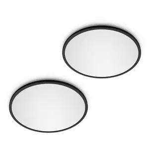 Comparateur de prix : Philips LED SuperSlim lot de 2 noir IP44 Ø 30 cm 2 700 K