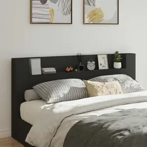 vidaXL Tête de lit noire 200 x 16,5 x 103,5 cm Bois composite pas cher