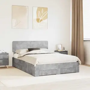 vidaXL vidaXL Cadre de lit Gris béton 140 x 190 cm Bois d'ingénierie pas cher