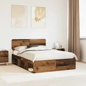 vidaXL Cadre de lit en vieux bois 140 x 190 cm Pin massif pas cher