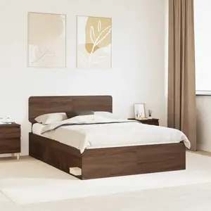 vidaXL Cadre de lit marron aspect chêne 140 x 200 cm Pin massif pas cher