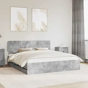 vidaXL Cadre de lit Gris béton 180 x 200 cm Bois Ingénierie pas cher