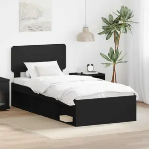 vidaXL Cadre de lit noir 75 x 190 cm Pin massif pas cher