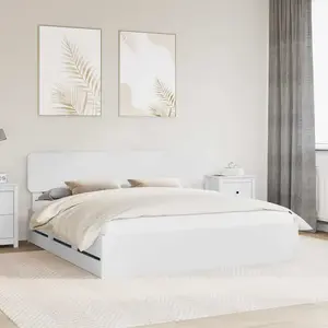 vidaXL Cadre de lit avec tiroir Blanc 200 x 200 cm Bois Ingénierie pas cher