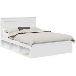 vidaXL Cadre de lit avec tête de lit Blanc 160 x 200 cm Pin massif pas cher
