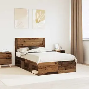 vidaXL Cadre de lit en vieux bois 120 x 190 cm Pin massif pas cher