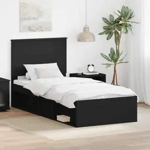vidaXL Cadre de lit noir 90 x 200 cm Pin massif pas cher