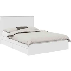 vidaXL Lit de Rangement Blanc 160 x 200 cm Bois d'ingénierie pas cher