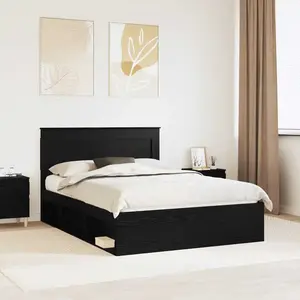 vidaXL Cadre de lit noir 140 x 190 cm Pin massif pas cher