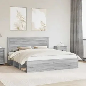 vidaXL Cadre de lit gris Sonoma 200 x 200 cm Pin massif pas cher