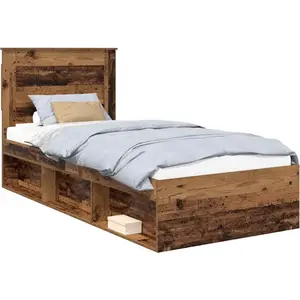 vidaXL Cadre de lit en vieux bois 90 x 190 cm Pin massif pas cher