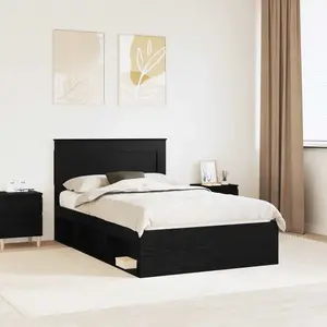 vidaXL Cadre de lit noir 120 x 190 cm Pin massif pas cher
