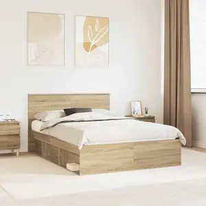 vidaXL Cadre de lit Sonoma 140 x 190 cm Pin massif pas cher