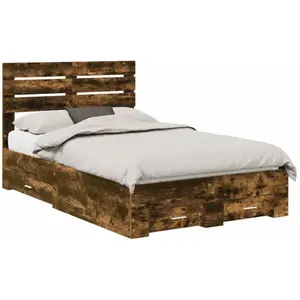 vidaXL Cadre de lit avec tiroirs avec tête de lit en bois composite pas cher