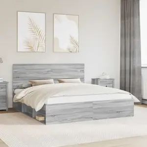 vidaXL Cadre de lit gris Sonoma 180 x 200 cm Pin massif pas cher
