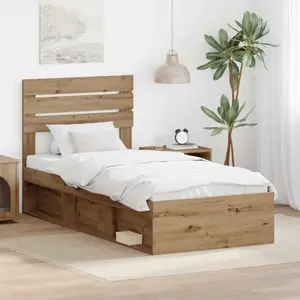 vidaXL Cadre de lit en chêne artisanal 90 x 190 cm Pin massif pas cher
