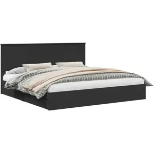 vidaXL Lit de rangement Noir 200 x 200 cm Bois composite pas cher