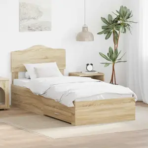 vidaXL Cadre de lit avec tête de lit Chêne Sonoma 100 x 200 cm Bois composite pas cher