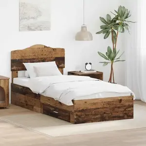 vidaXL Cadre de lit avec tête de lit vieux bois 100 x 200 cm Bois composite pas cher