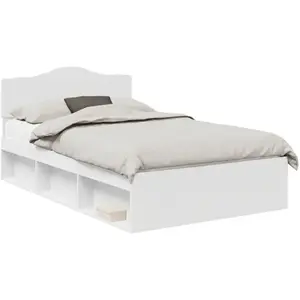 vidaXL Cadre de lit avec tête de lit Blanc 120 x 190 cm Pin massif pas cher
